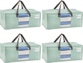 VENO 4 Pack Moving Bags for College, Heavy-Duty Storage Totes, Moving Boxes and Wardrobe Packing Supplies Alternative - Extra Large Durable Laundry Bags for Clothes (Shiny Light Green, 4 Pack)