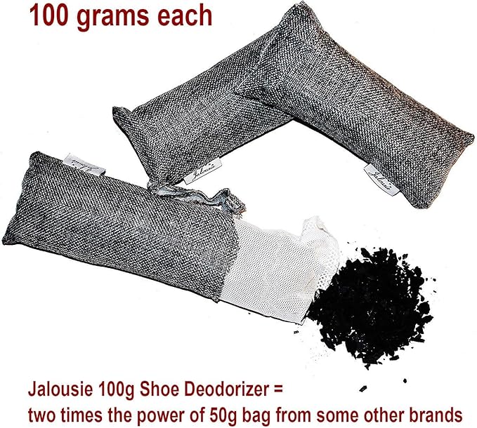 Jalousie 12 Pack Set 100 Grams Each Mini Bamboo Charcoal Bags Natural Air Purifier, Shoe Deodorizer and Odor Eliminator Multi-Purpose Charcoal Bag