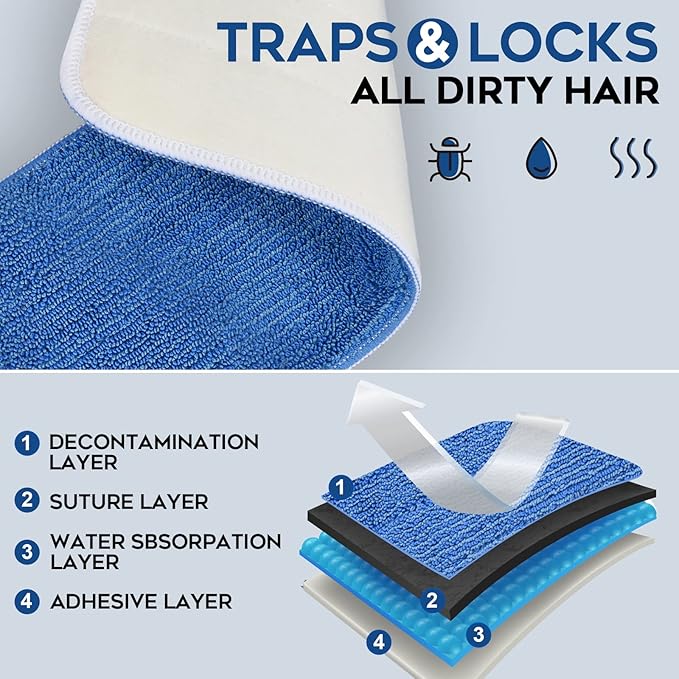 MATTHEW 18'' Microfiber Spray Mop Replacement Pads Heads for Wet Dry Reusable Mops Floor Home Commercial Cleaning Refills, Machine Washable Fits Compatible with Bona Mop&Most Spray Mops Blue (12 Pack)