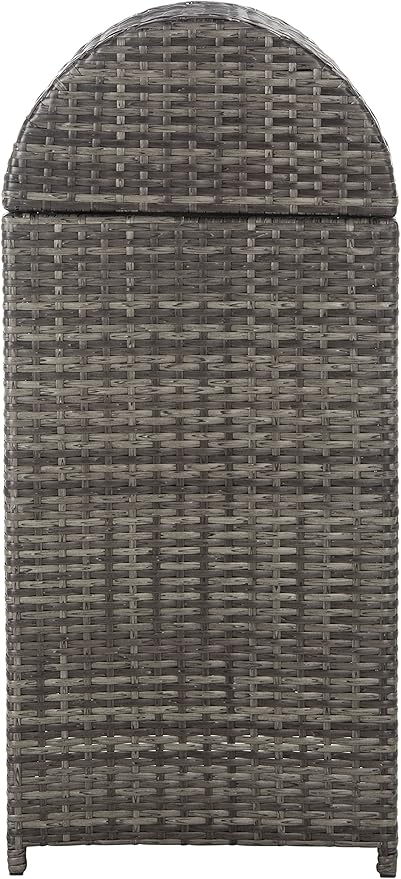 SAFAVIEH Outdoor Collection Mazeli Grey Brown Woven Swing Top Dome Lid Trash Bin (Fully Assembled) PAT7511C