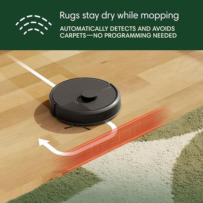 iRobot Roomba 104 2in1 Vacuum & Mop Robot - Self-Empties for 75 Days, Intense Power-Lifting Suction, Vacuums All Floors, Ideal for Pet Hair, LiDAR Smart Navigation Mapping, Mops Hard Floors