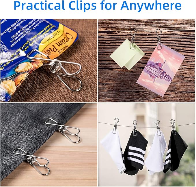 Heavy Duty Clothes Pins for Hanging Clothes, Stainless Steel Clothespins for Landry, Metal Clothes Clips, Clothes Pegs