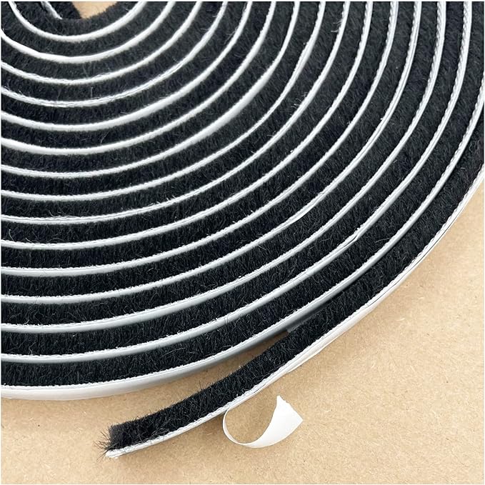 Felt Weather Stripping Door Seal Brush for Sliding Windows, Pile Self Adhesive Weatherstrip Sealer Draft Stoppers (16.5ft x11/32 x 3/16 Brush inch, Black)