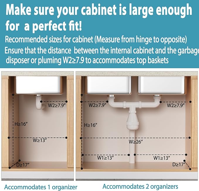 Under Sink Organizer Storage 2 Pack, 2 Tier Slide Out Height Adjustable Pull Out Cabinet Organizer Drawer for Kitchen Bathroom Large Under Sink Shelf Rack Caddy for Pantry, Black
