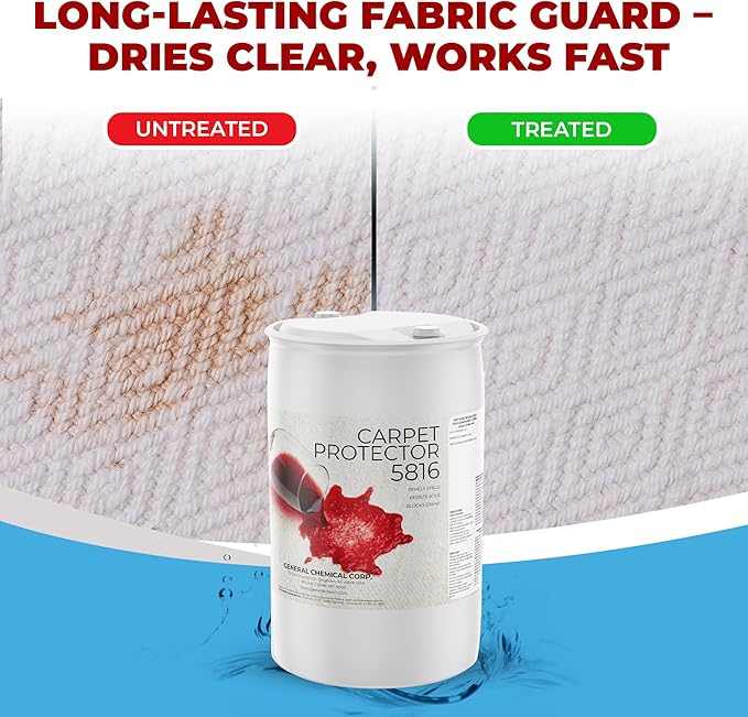 General Chemical Stain Shield Spray - Safe Fabric Protector Spritz and Stain Guard 5816 for Upholstery, Carpets, Rugs, Drapes & More - Impermeable Protectant Spray for Outdoor & Indoor Use - 55 Gallon