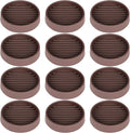 Non Slip Furniture Pads, 2.5” Round Rubber Caster Cups, 12 Pcs Furniture Coasters, Anti-Slip Gripper, Anti Slide Furnitures Feet Floor Protectors for Bed Couch Stoppers - Brown