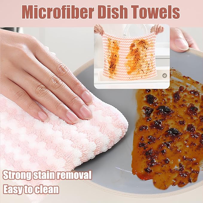 Microfiber Cleaning Cloth,Super Absorbent 12 Pack Dish Towels for Kitchen,Fast Drying Dish Cloth for Washing Dishes, Lint Free Dish Drying Towels, Reusable Kitchen Towels Set - 10"x10"