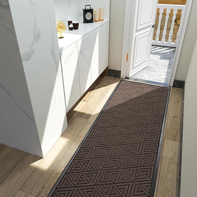 Yimobra Front Door Mat Outside Entrance 72 x 24, Waterproof and Washable Outdoor Mat, Non Slip Rubber Backing, Heavy Duty Welcome Matt for Home Entry Floor Porch Garage Office, Low Profile, Brown
