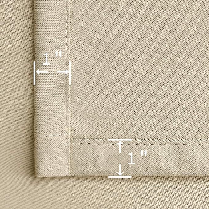 BGment Beige Blackout Curtains for Short Window - Rod Pocket 54 Inch Width Thermal Insulated Room Darkening Curtain for Bedroom Kitchen Cafe, 52 x 45 Inch, 2 Panels, Beige