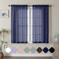 Aiyufeng Blue Sheer Curtains 54 Inch Length 2 Panels, Soft Lightweight Clip Jacquard Textured Sheer Curtain Panels, Modern Wavy Line Voile Sheer Curtains for Bedroom Living Room, 40" Wx54 L Inches
