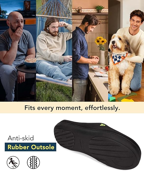 VeraCosy Men's Two-Tone Memory Foam House Slippers Indoor Outdoor Durable Rubber Sole