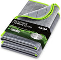 Airlab Carbon Microfiber Towels for Car Glass Window Polishing Cleaning Cloth Auto Detailing Lint Free Streak Free Drying Car Wash Large Towel, Pack of 2, 20" x 16", Grey-Green