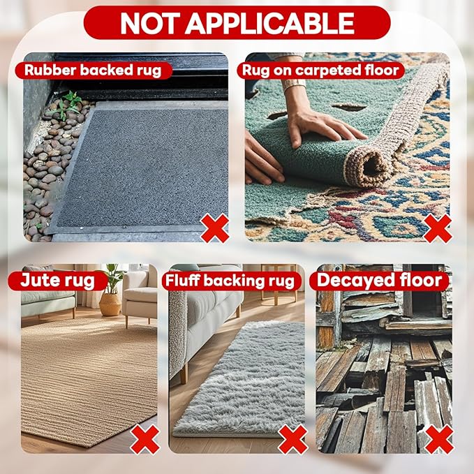 Rug Non Slip Grippers, Reusable Keep Rug Corner Down Tape Pads for Hardwood Floors, Strong Carpet Gripper for Area Rugs, No Damaging for Floor, 32Pcs