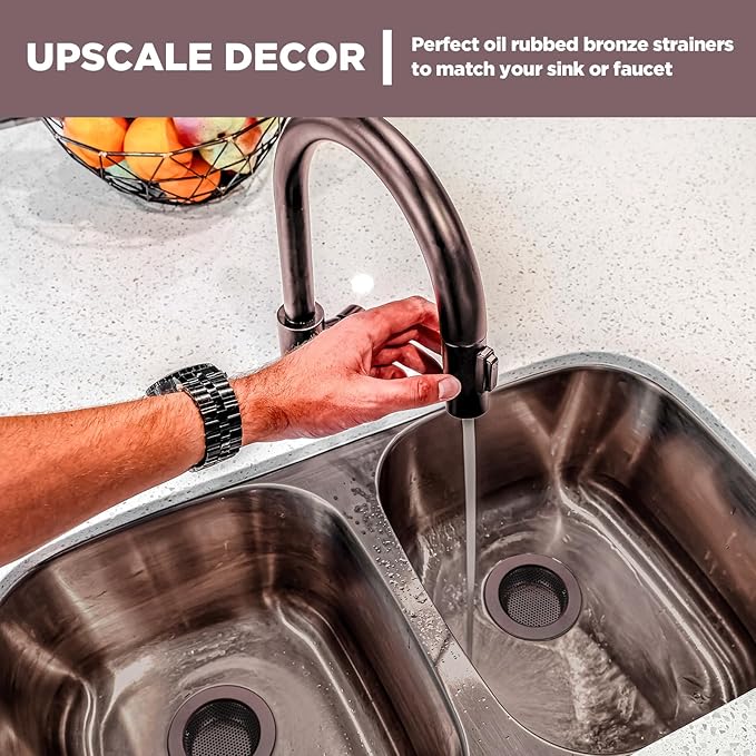 Retisee 2 Pcs Sink Strainer Stainless Steel Kitchen Sink Drain Strainer Basket Cover Mesh Hair Food Catcher, Large Wide Rim of 4.4 Diameter(Oil Rubbed Bronze)