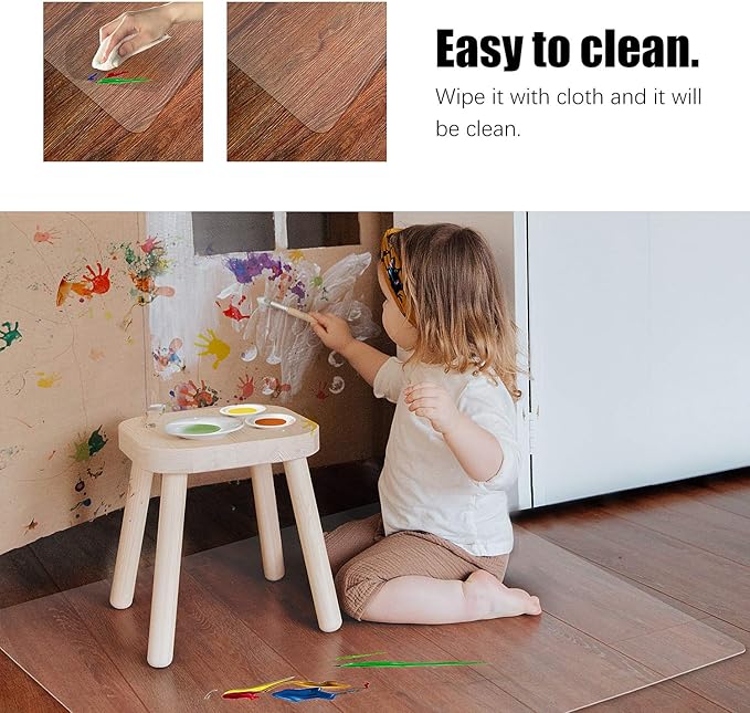 Kuyal Clear Chair mat for Hard Floors 48 x 48 inches Transparent Floor Mats Wood/Tile Protection Mat for Office & Home(48" X 48" Square)