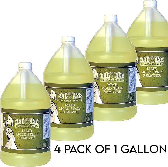 Bad Axe MMR Instant Mold Stain and Mildew Stain Remover - Professional Strength, Contractor Grade Cleaning Solution, Professional Quality Formula, Odor Removal, 1 Gallon (4)