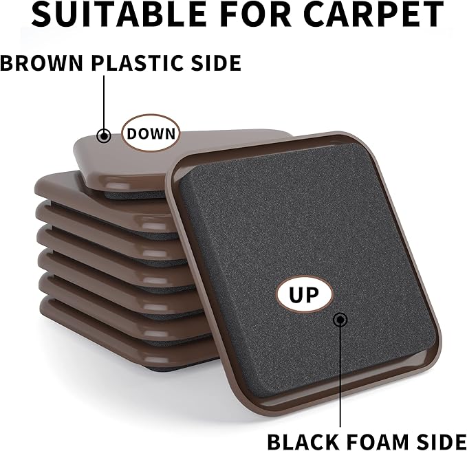 Yelanon Square Furniture Sliders – 16 PCS 3.5" Floor Protectors for Furniture – Strong Furniture Movers Sliders – Protects Floors from Scratches