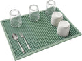 Dish Drying mat - 18" x 12" Green Silicone Drying mat, Kitchen Counter Dish Drying mats,Rubber Dish Drying mat, Applies to bar mat、Coffee mat