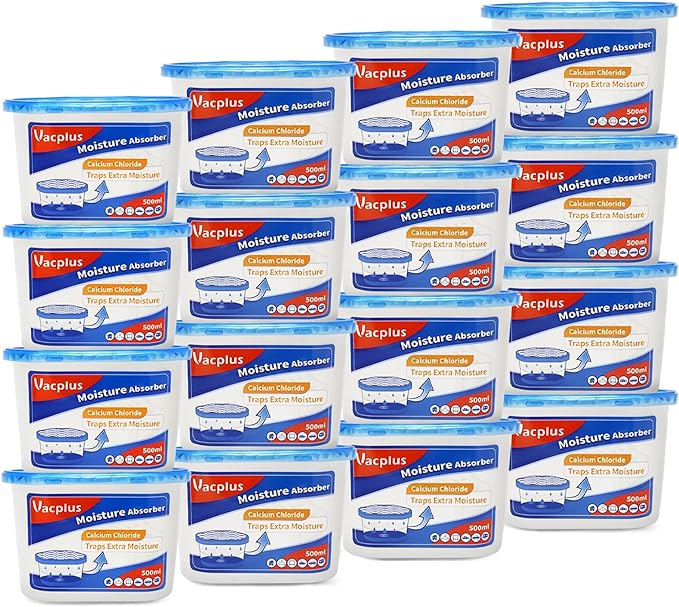 Vacplus Moisture Absorbers 16 Pack, 10.5 Oz, Humidity Absorber Boxes Attracts Extra Moisture from Your Bathroom, Closet, Kitchen, Dehumidifier for Closet (Fragrance Free), Blue