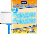 KEEPOW 14" Microfiber Window Scrubber Refill Replacement Compatible with MR.SIGA, Compatible with Ettore Professional Window Cleaning, Reusable & Washable Window Squeegee for Home (2 Pack)