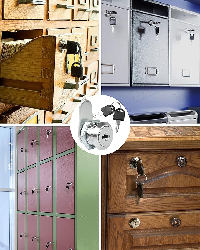 Cabinet Locks, 6 Pcs MoHern Keyed Alike 5/8 Inch (16mm) Rv Storage Lock, Cylinder Locks, Zinc Alloy Cam Lock with Keys for Cabinet, File Drawer Dresser and More
