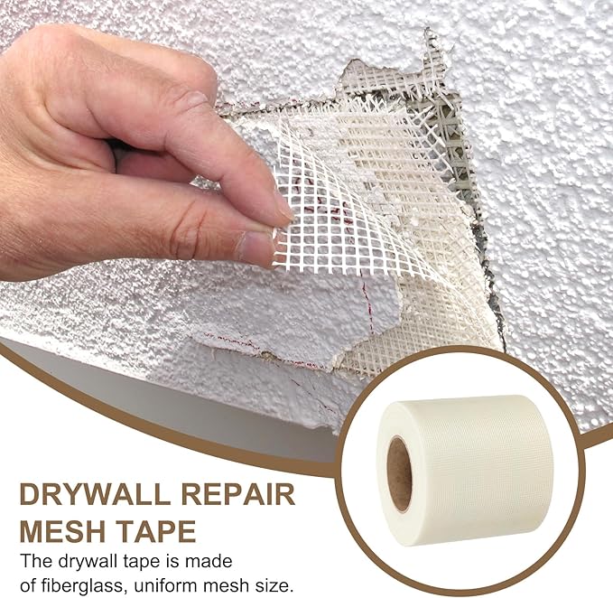PATIKIL Drywall Repair Mesh Tape, 6 inch x 164 ft Fiberglass Repair Patch Self-Adhesive Dry Wall Joint Tape 12 Mesh Wall Hole Crack and Seam Patch, White