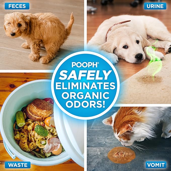 Pooph Pet Odor Eliminator, 32oz Spray, 2-Pack - Dismantles Odors on a Molecular Basis, Dogs, Cats, Freshener, Eliminator, Urine, Poop, Pee, Deodorizer, Natures, Puppy, Fresh, Clean, Furniture, Potty