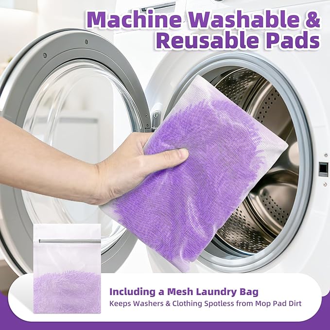 Reusable Mop Pads Compatible with Swiffer Sweeper Mop - Microfiber Dry Sweeping Cloths & Washable Wet Pads Refill Chenille Wet Mopping Cloths for Use on All Sealed Floors Cleaning(Mop is not Included)