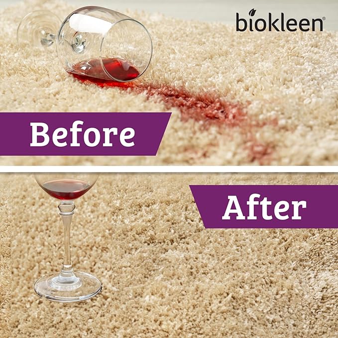 Biokleen Bac-Out Natural Stain Remover for Clothes - Use on Laundry, Diapers, Wine, Carpets, and More, Enzymatic, Plant-Based, 32 Oz With Micro-Fiber Cleaning Towel Included