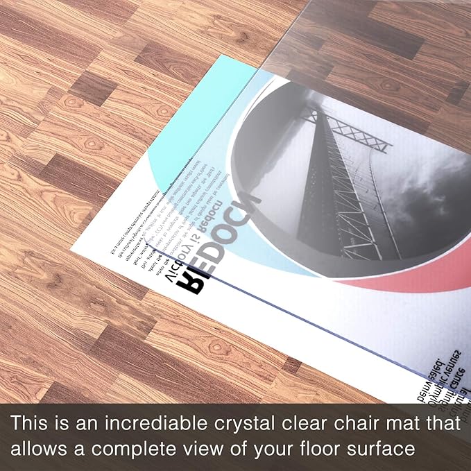 Office Chair Mat for Hardwood Floor, 1/8" Thick 55” x 35” Crystal Clear Hard Floor Chair Mat, Transparent Floor Protector Mat Flat Without Curling
