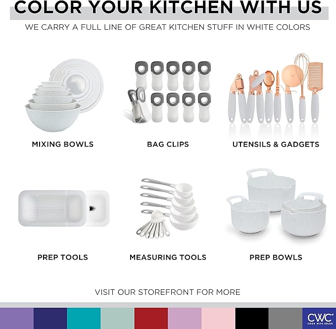 COOK WITH COLOR Bag Clips, Heavy Duty Chip Clip and Refrigerator Magnet Clips for Food Storage with Air Tight Seal Grip for Snack Bags and Food Bags (White, Pack of 8)