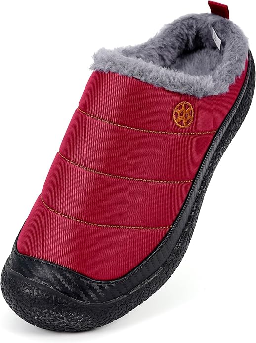 Womens Mens House Slippers Slip on Snow Winter Warm Fully Fur Lined Slippers Indoor Outdoor Shoes