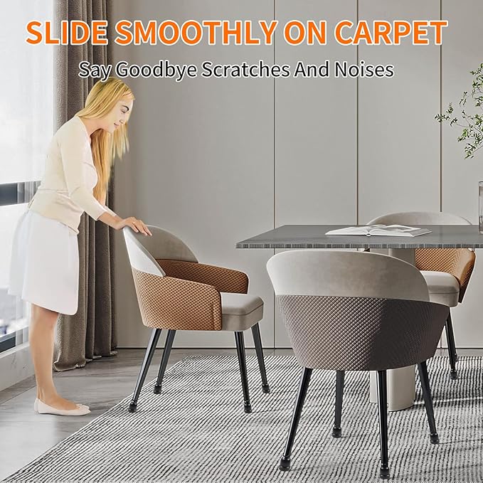 Ezprotekt 24 Pcs Black Chair Leg Sliders for Carpet, Round Teflon Furniture Glides for Rug, Carpet Sliders Protectors Caps for Couch, Dining Table Chair, Bar Stool Legs (L Fit: 1-1/10" to 1-3/10")
