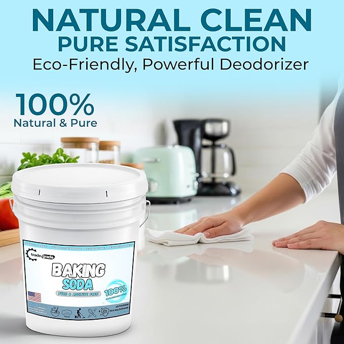 TradeGrade Pure Baking Soda Powder – 45 lb Bucket, Sodium Bicarbonate Powder | Premium Food-Grade for Baking, Bread, Cookies & More | Baking Soda for Cleaning, Natural Cleaner & Deodorizer