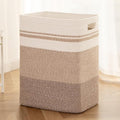 OIAHOMY Rectangle Laundry Basket, Large Laundry Hamper with Handles, Cotton Blanket Basket for Living room, Woven Decorative Storage Basket for Clothes,Pillows-16x13x22in-Gradient Yellow