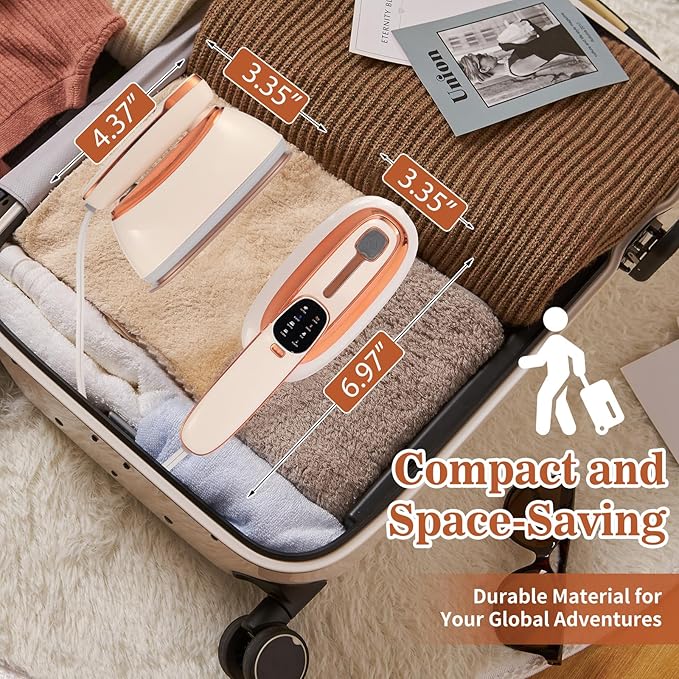 Handheld Garment Steamer 1500W – Large Ironing Panel, 20s Fast Heat-Up, 17 Steam Vents, 8 Fabric Modes & 260mL Water Tank for Home, Travel & Business