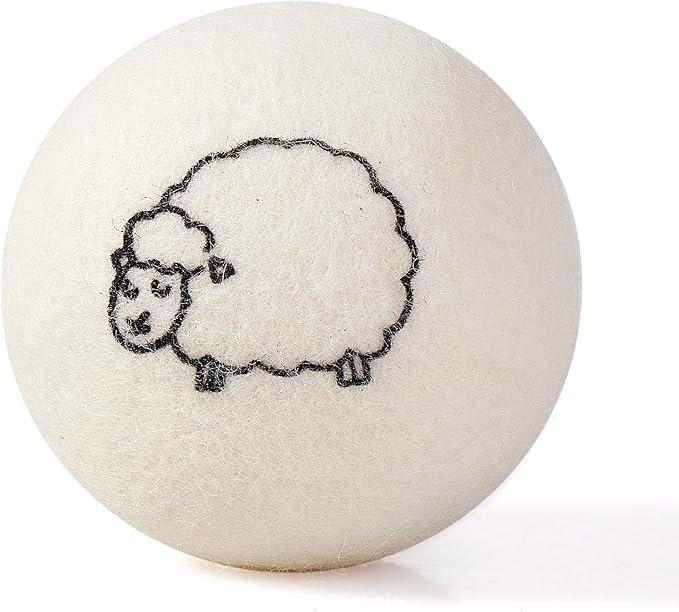 Hanamura 6 XXL Wool Dryer Balls - TÜV Tested 100% New Zealand Wool Balls for Dryer - Energy Saving & Baby-Safe Reusable Dryer Balls for Laundry - Non-Toxic Fabric Softener for WAD Free Laundry
