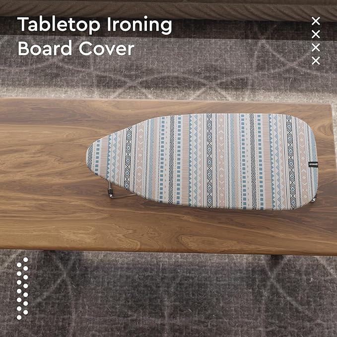 Encasa XO Ironing Board Cover and Pad 28"x12" - Thick 3mm Felt Padding, Drawstring Tightening & Lock, Easy Fit, Scorch & Stain Resistant, Fits Mini Ironing Board - Aztec