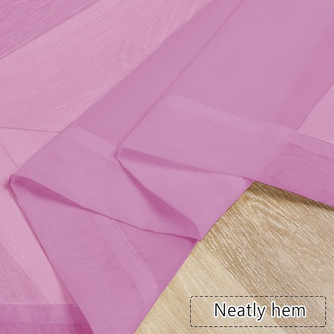 Chyhomenyc Pink Sheer Curtains 78 Inches Long 2 Panels Set for Living Room, Light Filtering Voile Lightweight Bedroom Curtains, Rod Pocket Solid Window Treatment Drapes, Each 42W x 78L