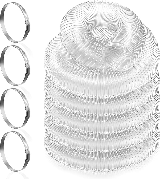 Hon&Guan 2 1/2" x 20' Dust Collection Hose, Flexible Clear Odorless PVC Dust Collector Hose with Carbon Steel Wire, Puncture Resistant Dust Hoses for Woodworking Dust Collecting System