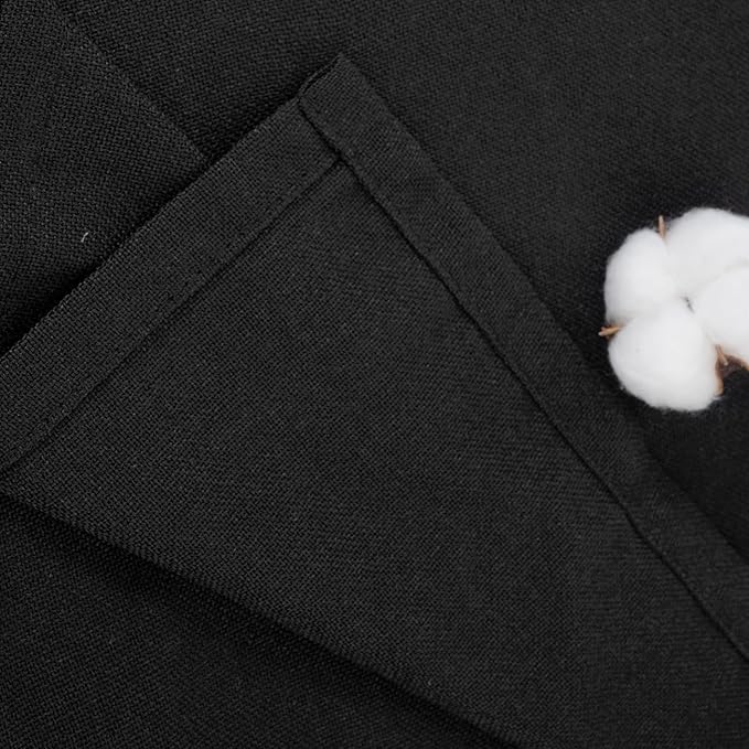 YoungsTex Black Linen Curtains 36 Inch Long for Kitchen 2 Panels, Light Filtering SemI Sheer Drapes Short Length with Back Tab Rod Pocket for Bathroom Cafe Gothic Decorative Privacy, 42 X 36 Inch