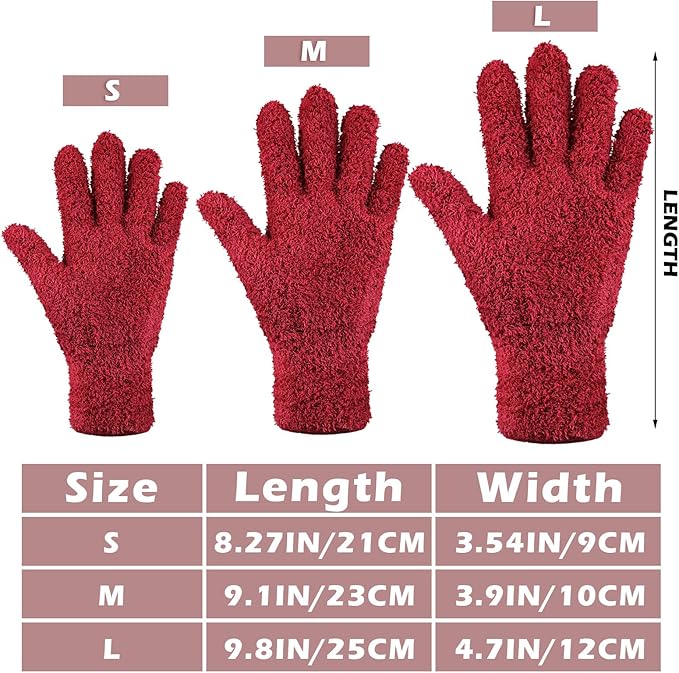 Patelai 3 Pairs Microfiber Plant Dusting Gloves Leaf Cleaning Gloves for Indoor Plants, Blinds, Furniture, House(Medium,Brown, Dark Green, Dark Red)