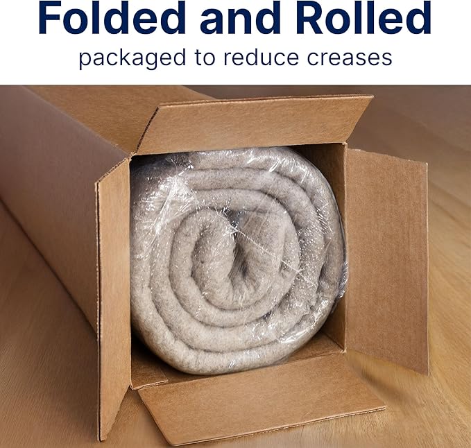 RUGPADUSA - Eco-Plush - 10'x13' - 1/2" Thick - 100% Felt - Luxurious Cushioned Rug Pad - Available in 3 Thicknesses, Many Custom Sizes