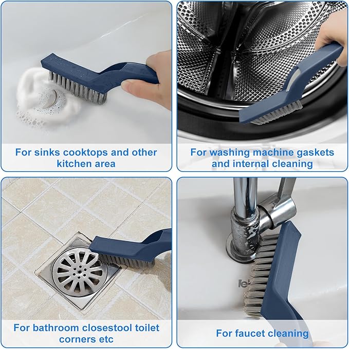 Bristle Brush - Hard Bristle Crevice Cleaning Brush Tools for Household Use, Kitchen, Bathroom, Window, Toilet, Corners, Multi Purpose Hard Bristle Brushes for Deep Cleaning Gap (2 pcs)