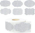 350 PCS Gift Tags Stickers Name Labels Stickers,2" x 1.2" Fancy Shape Stickers Self-Adhesive Handmade Bottle All-Purpose Jar Labels for Presents Cosmetic Decoration Jars Food Craft (Bright Silver)