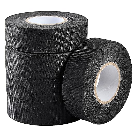 Wire Harness Tape, 0.98＂x 49FT 5 Rolls, Wiring Loom Harness, Self-Adhesive Felt Cloth Electrical Tape for Automotive Engines, Harness Wrap Protection,Noise Dampening and Cable Protection,Black