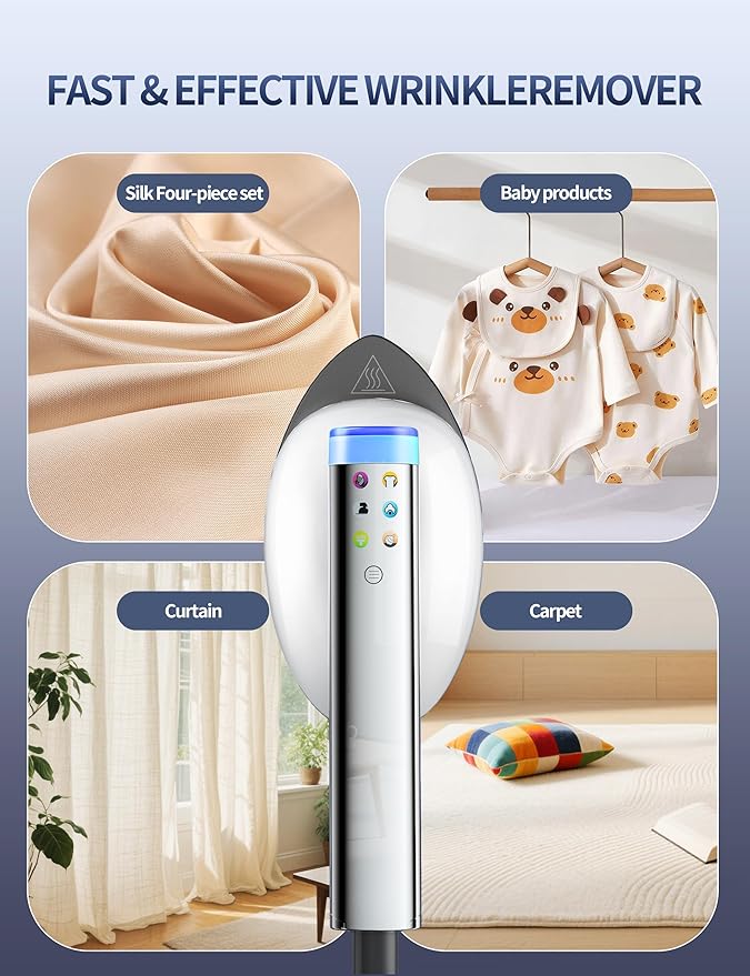 Sundu 1500W Professional Garment Steamer, 2-in-1 Vertical & Handheld for Wrinkles, 6 Steam Modes, 30-Second Heat Up, 800mL Tank, Auto Shut-Off, Portable & Standing Design, White