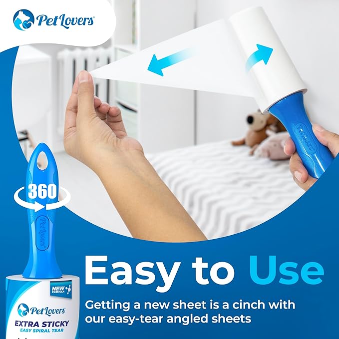 PetLovers Extra Sticky Lint Roller Mega Value Set for Pet Hair Removal, Dog and Cat Lint Remover (1 Pack)