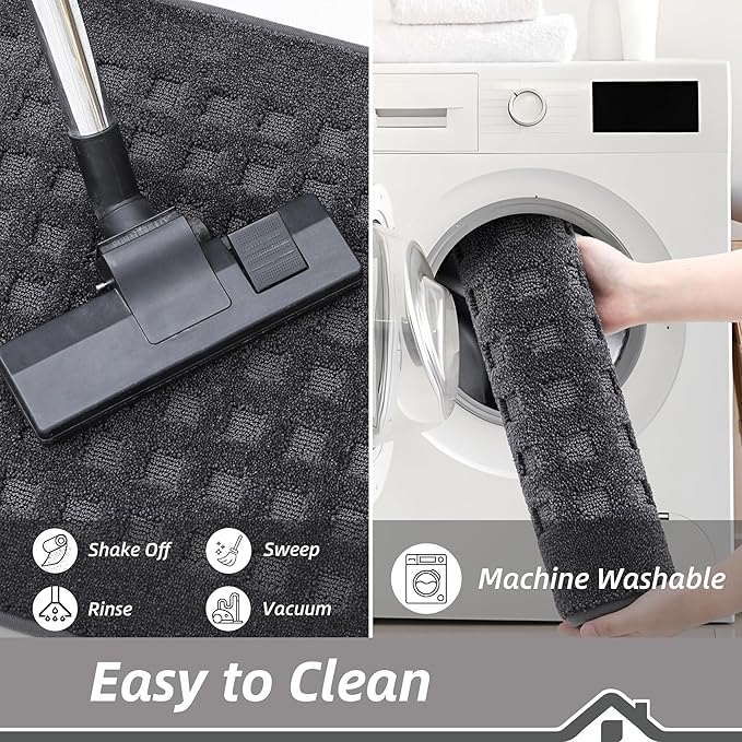 BEQHAUSE Waffle Door Mats Indoor 20"x32", Dog Mat for Muddy Paws Absorbent and Dirt Resist Floor Mats Non-Slip Washable Rugs for Entryway, Welcome Mat for Front Back Door, Muddy Wet Shoes, Dark Grey