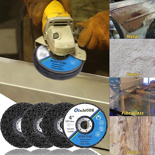 15 Pcs 4.5" x 1/2" Strip Discs Bulk, Paint Stripping and Rust Removal Wheels for Angle Grinders, Abrasive Grinding Discs for Metal, Wood, and Fiberglass, Purple
